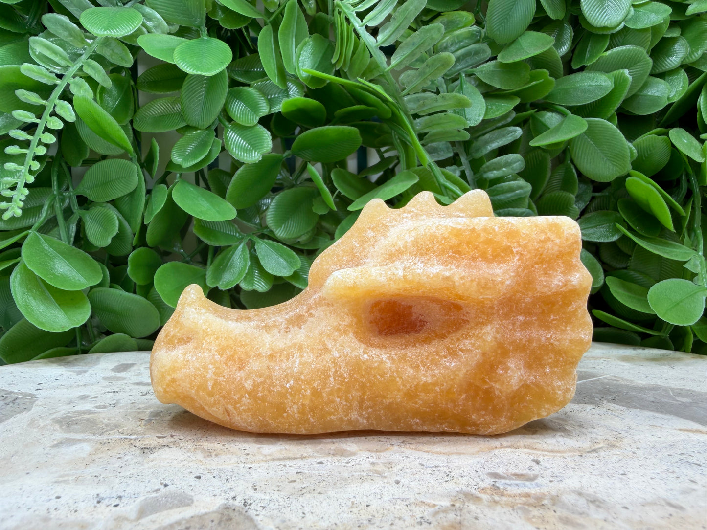 Orange Calcite Dragon Skull 238g