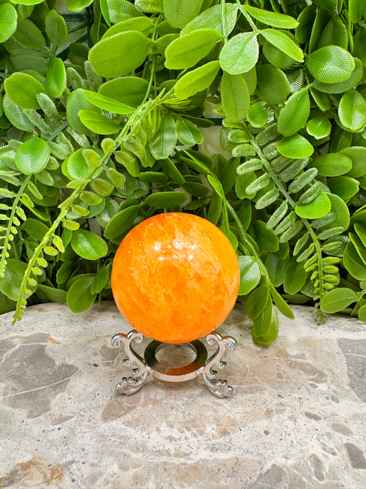 Crystallised Orange Calcite Sphere 250g