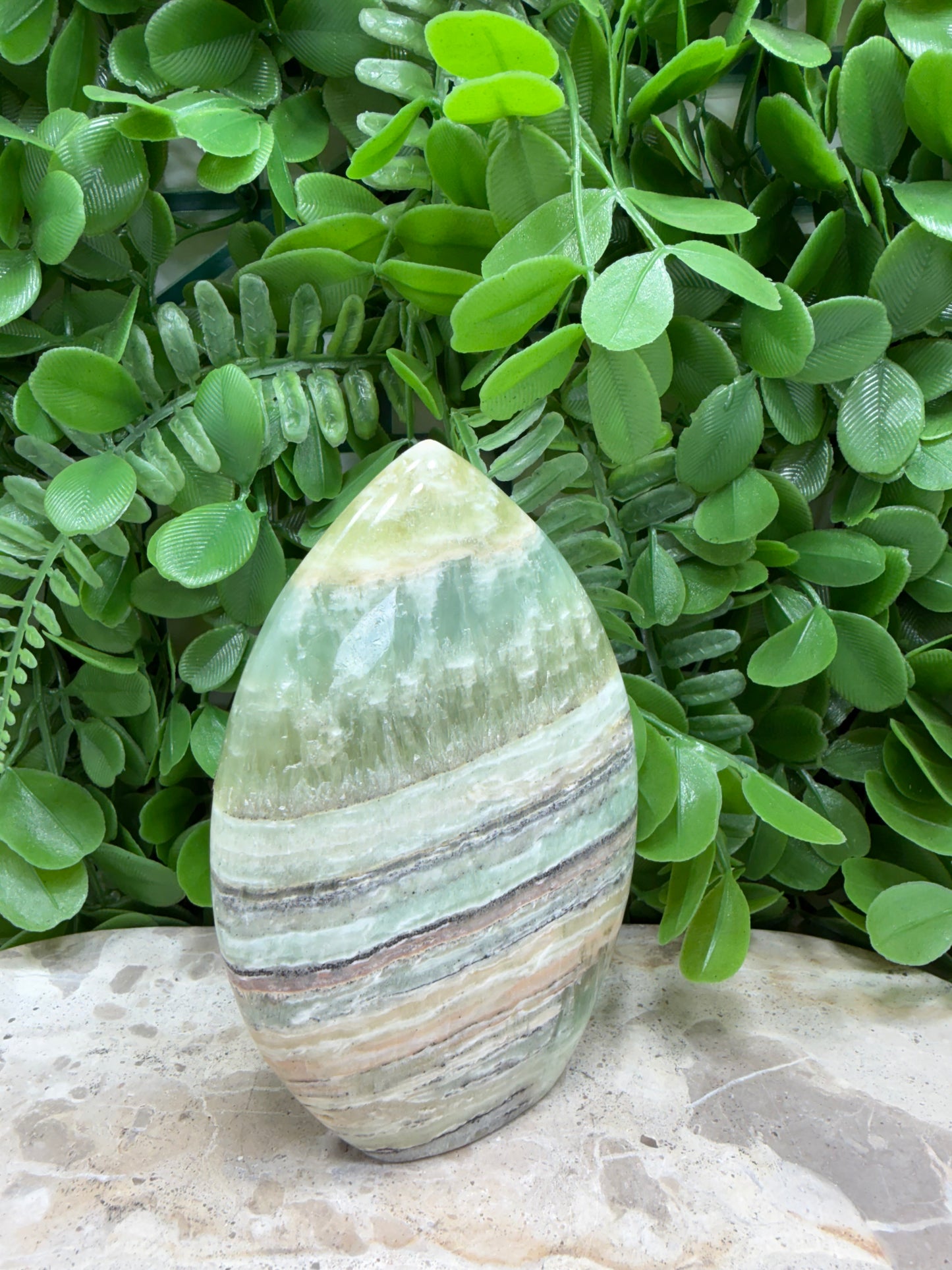 Emerald Kiwi Calcite Teardrop 422g