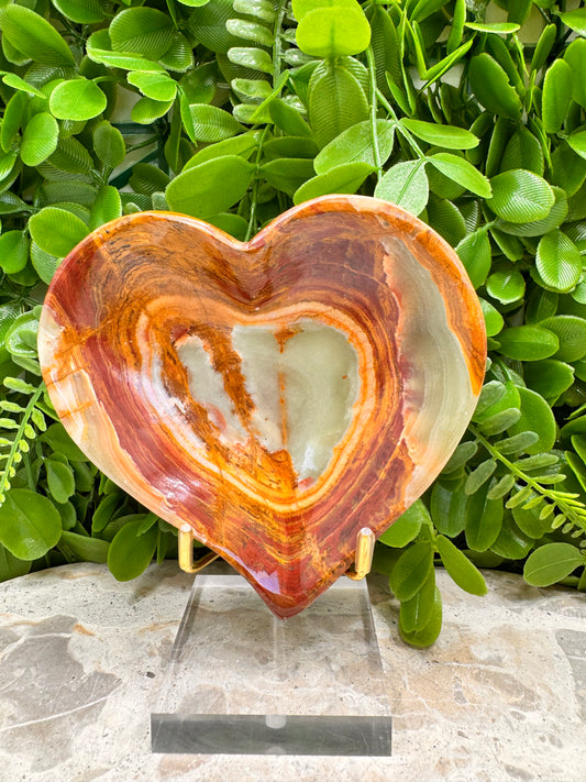 Green Banded Onyx Heart Bowl 318g