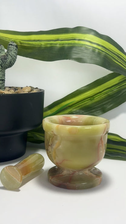 Mortar & Pestle Green banded Onyx 442g