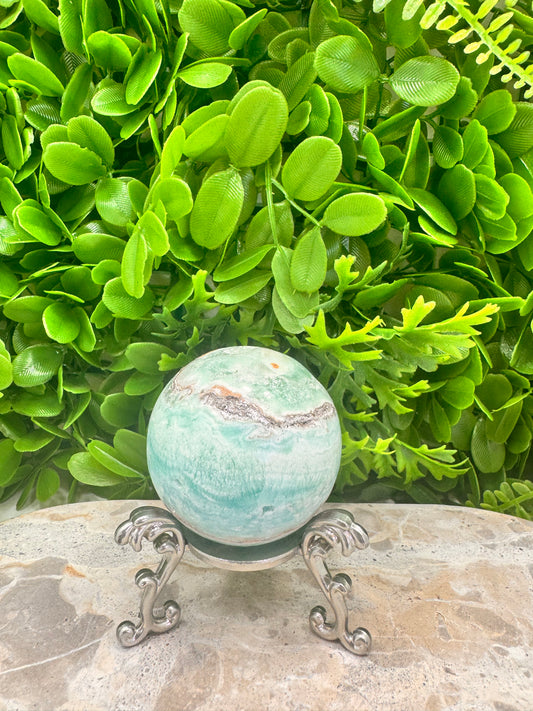 Blue Aragonite with Smithsonite Sphere 262g
