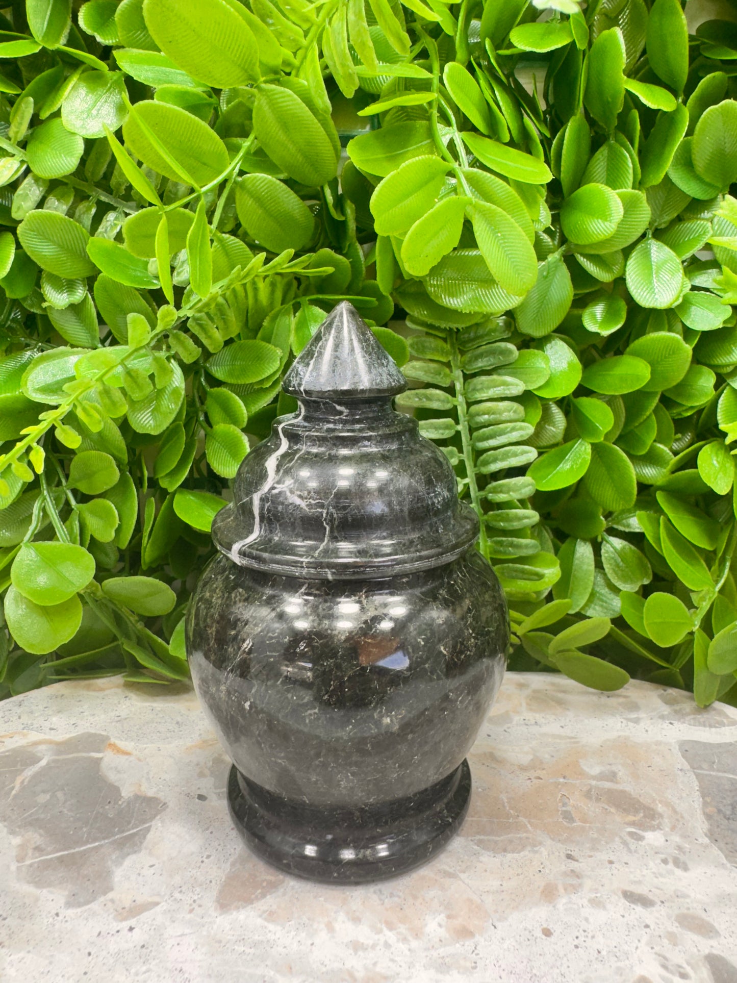 Black Zebra Serpentine Urn 416g