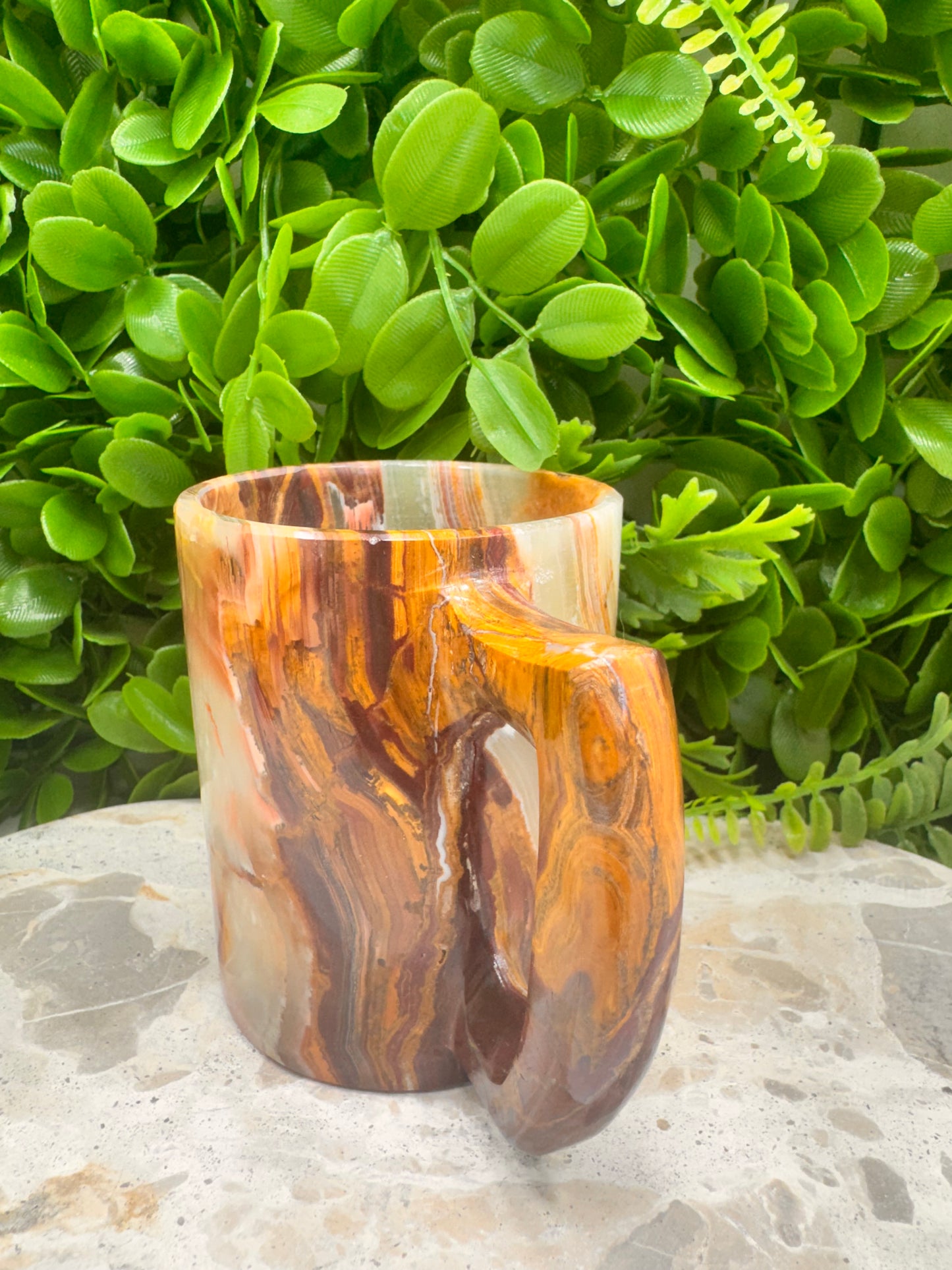 Green Banded Onyx Mug 390g