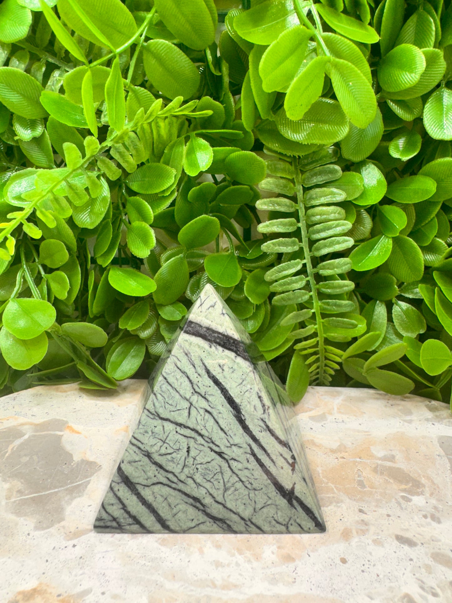Black Vein Serpentine Pyramid 404g
