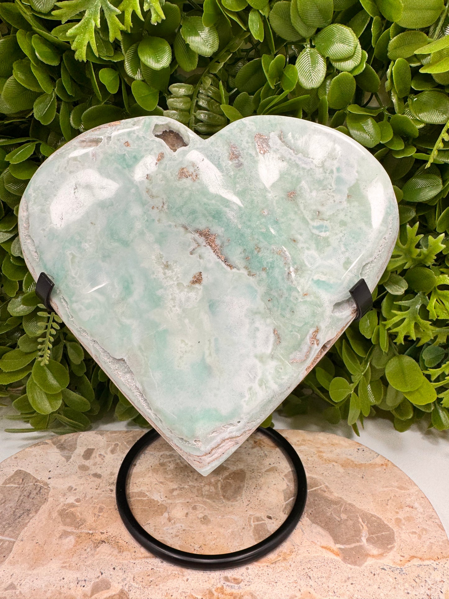 Blue Aragonite Heart 1402g
