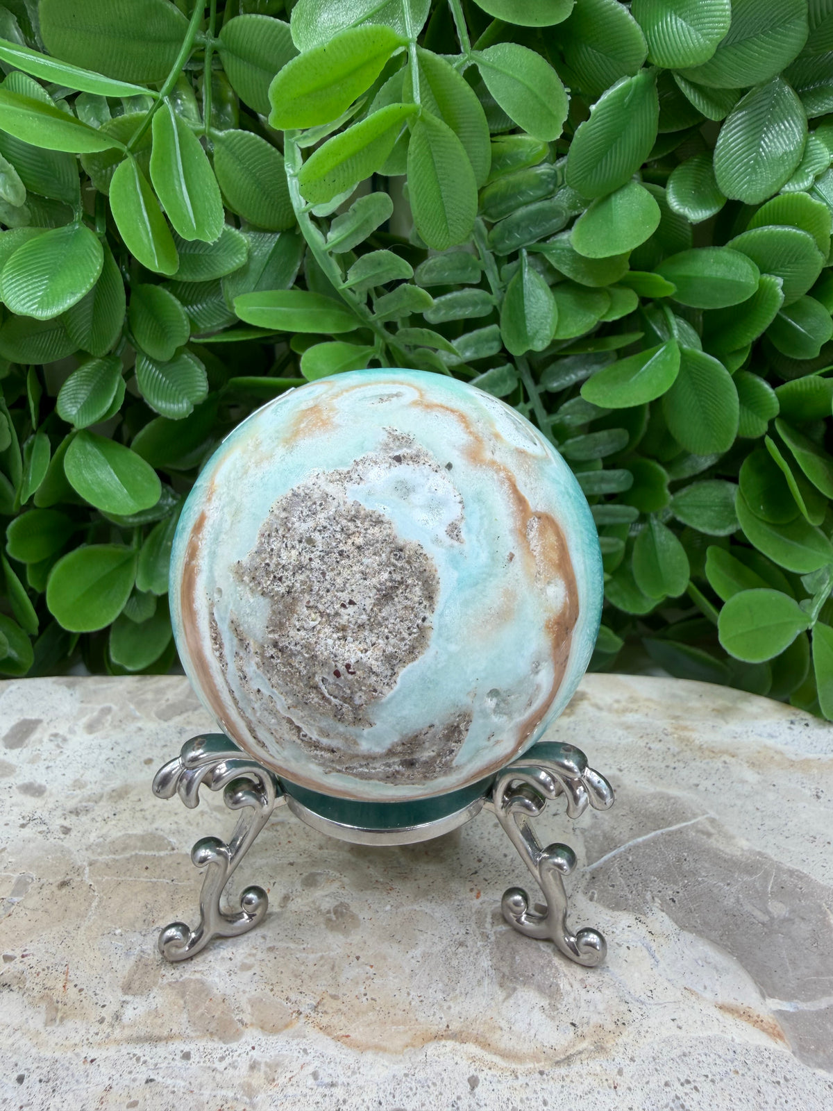 Blue Smithsonite Sphere | Calm • Compassion • Emotional Healing