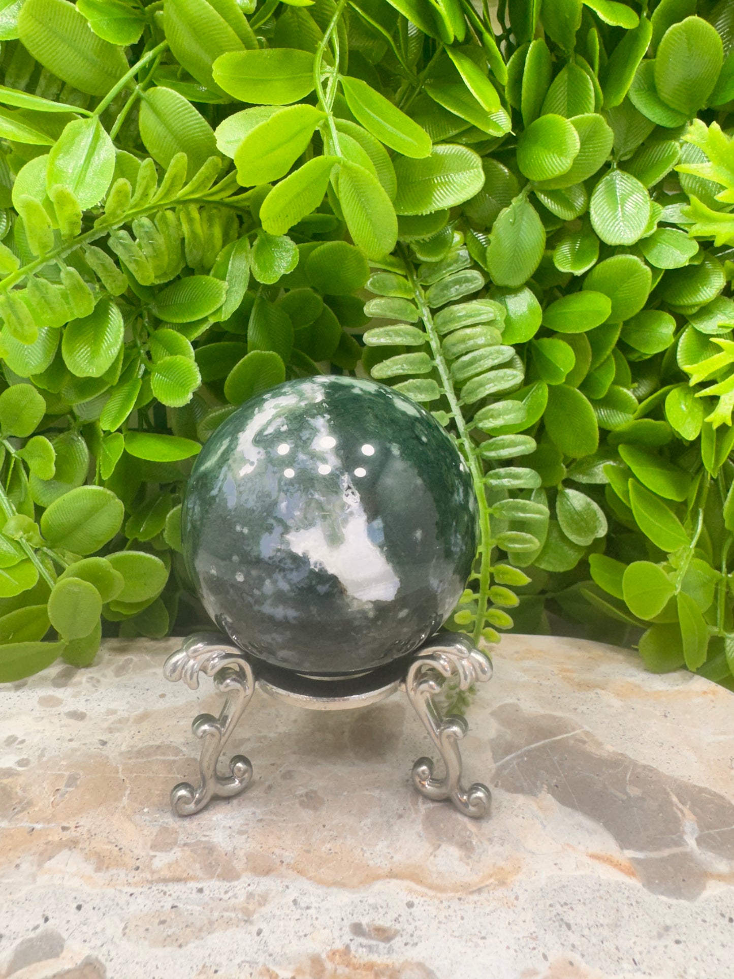 Moss Agate Sphere 388g