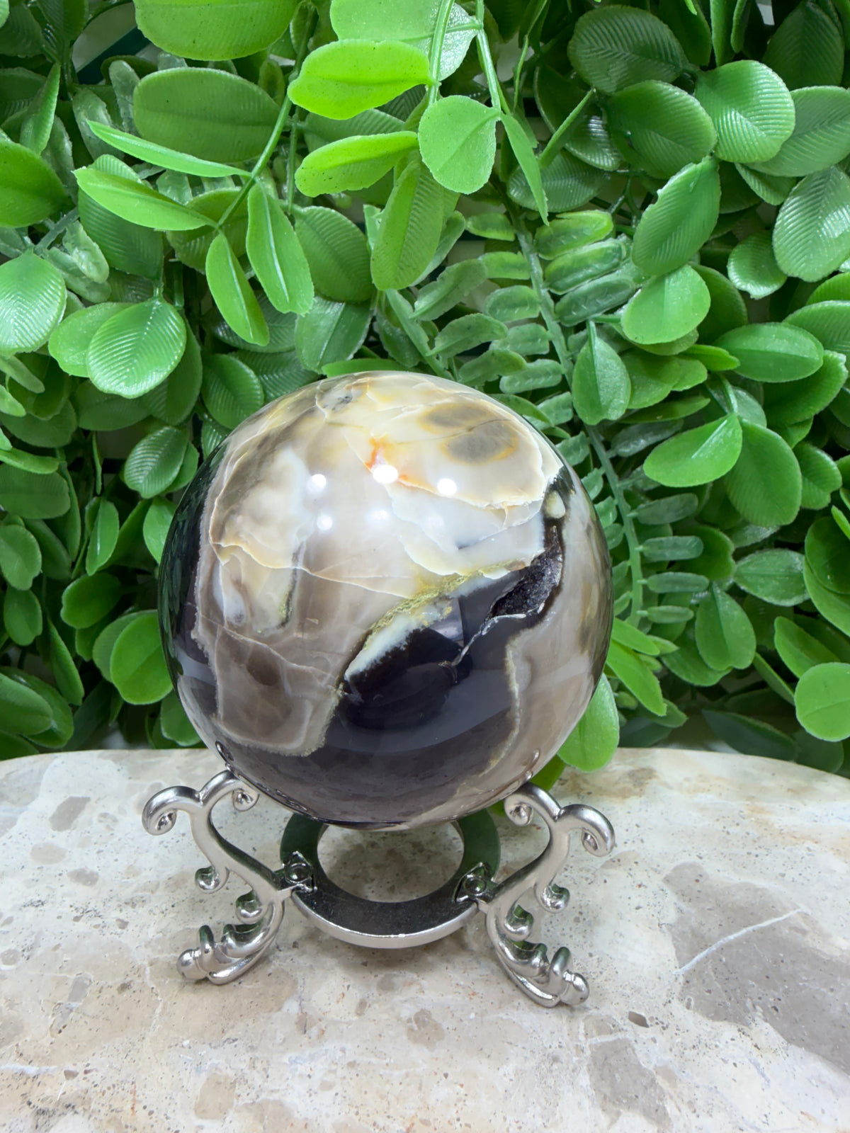 Volcanic Agate Sphere | Grounding • Protection • Strength