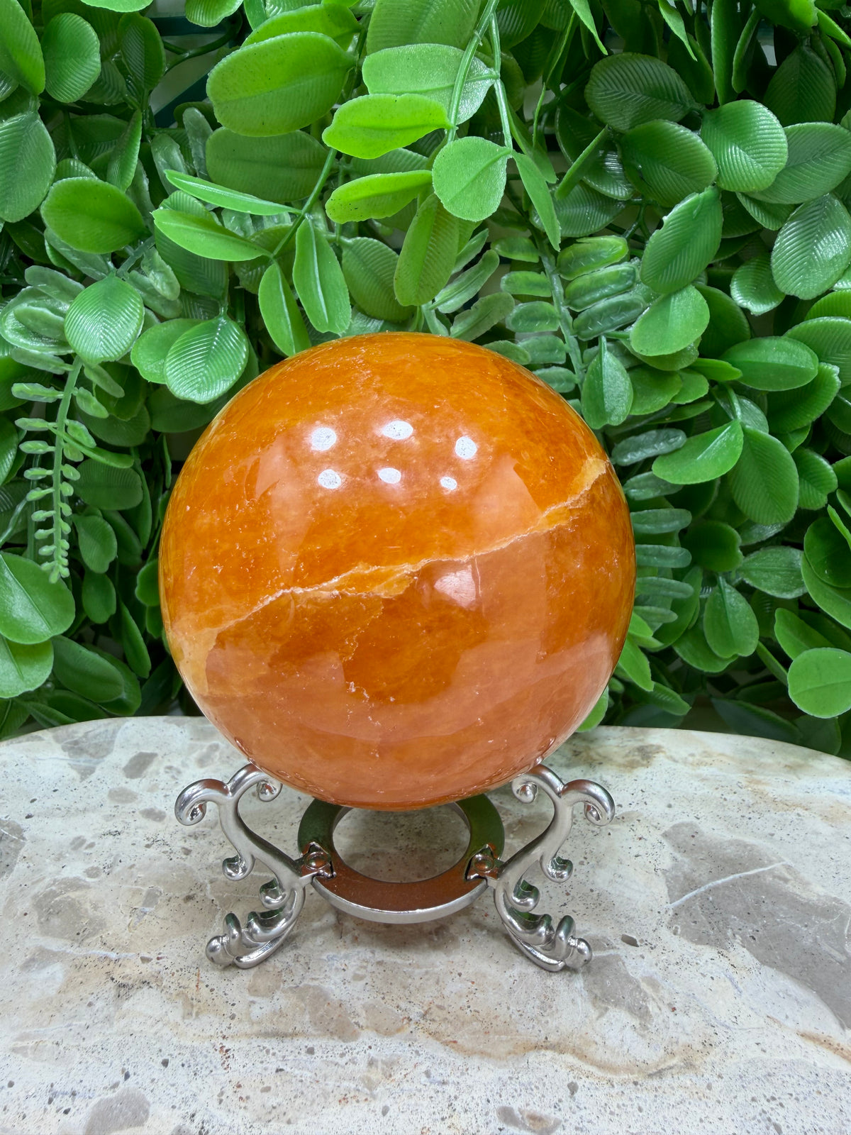 Crystallised Orange Calcite Sphere | Energy • Joy • Creativity
