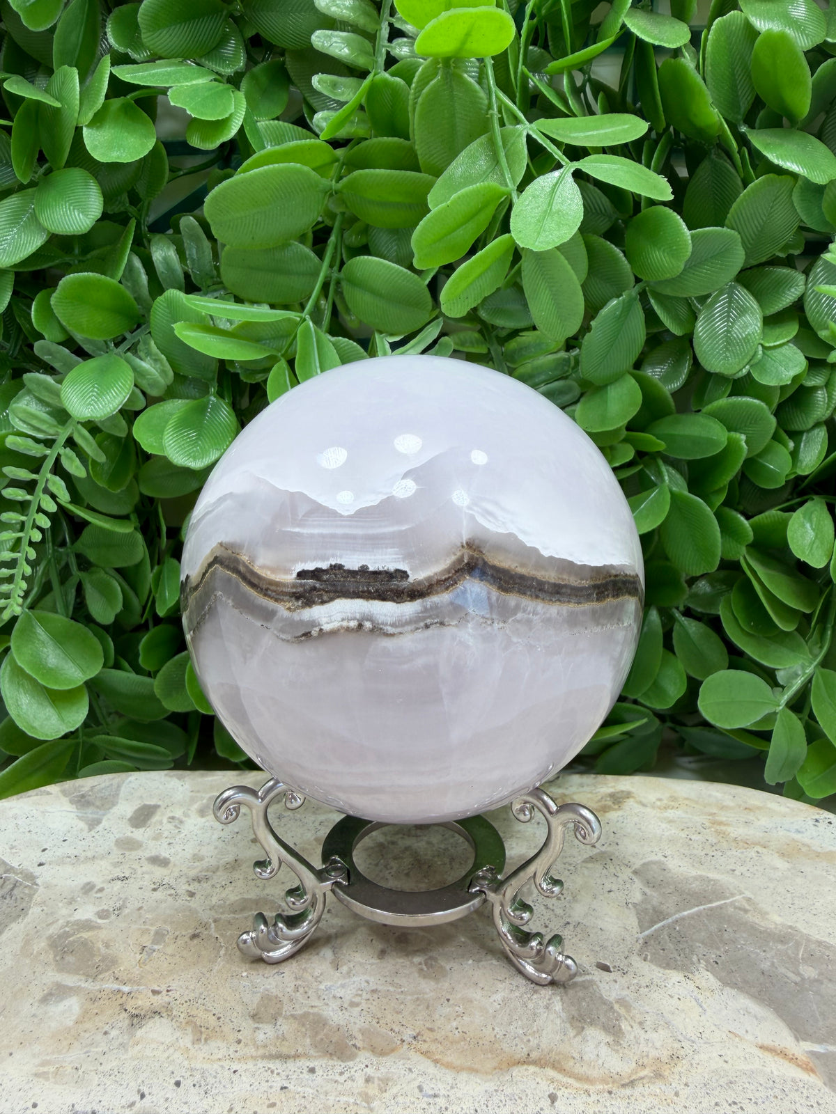 Smokey Pink Mangano UV Sphere 936g| Love • Compassion • Calm