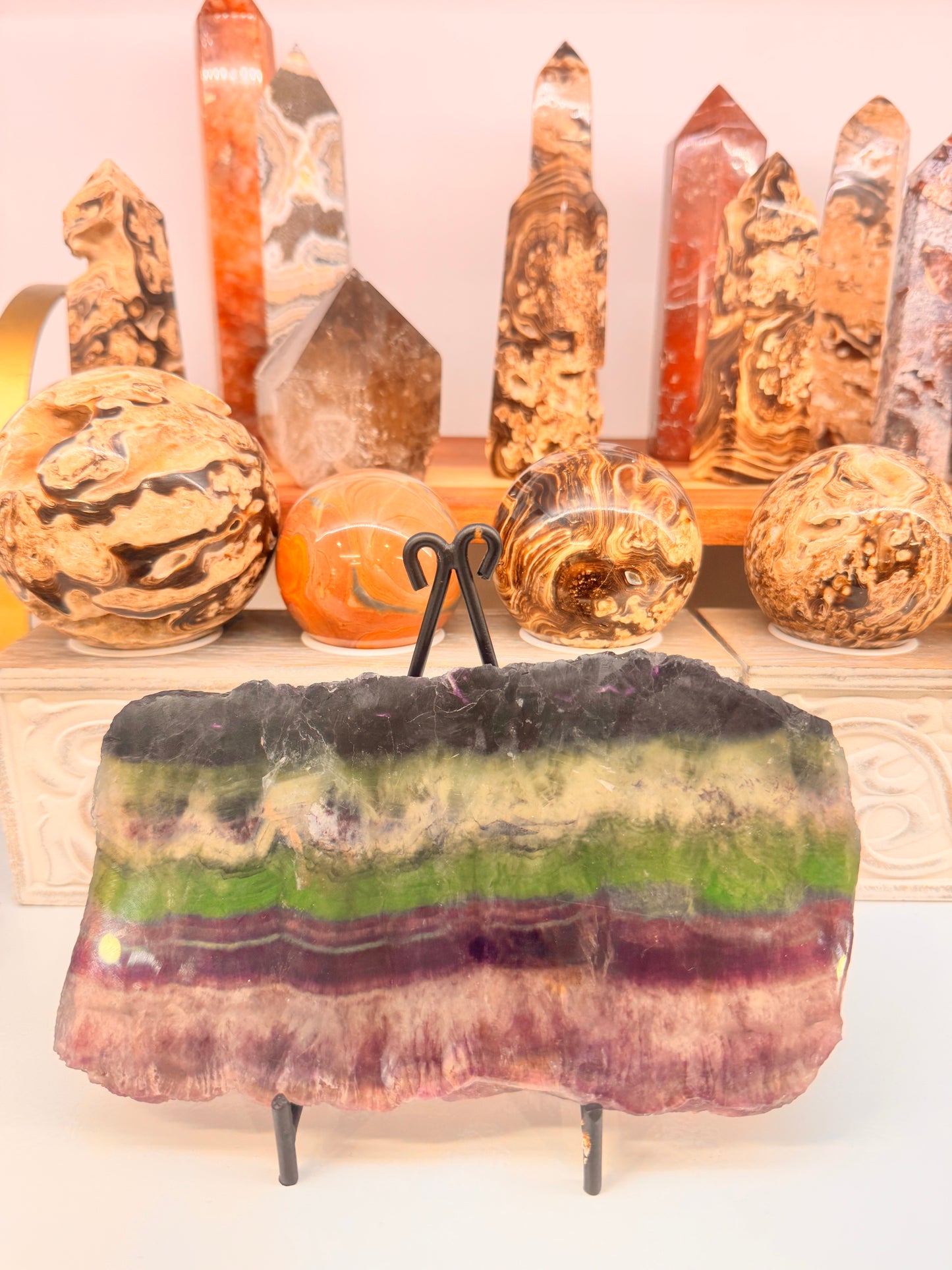 Fluorite Slab with Stand 667g