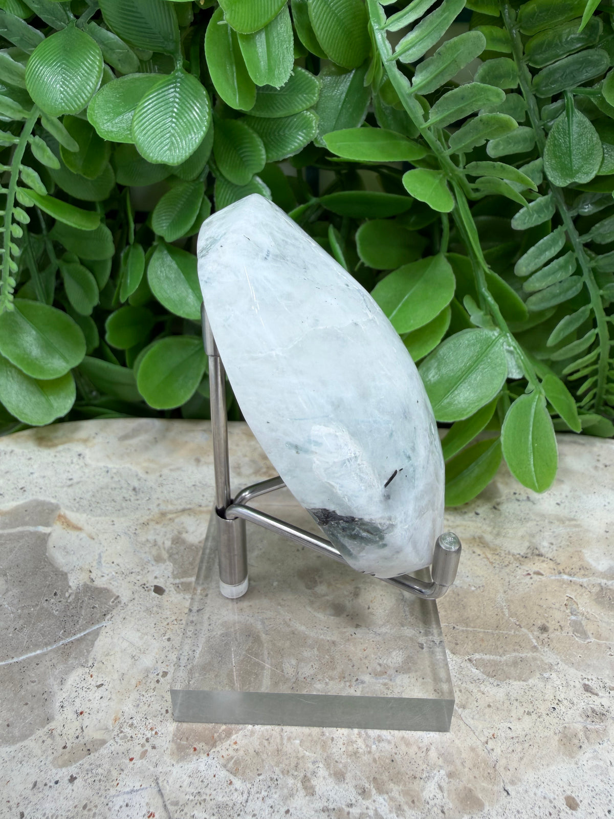 Rainbow Moonstone Palm Stone | Intuition • New Beginnings • Emotional Balance
