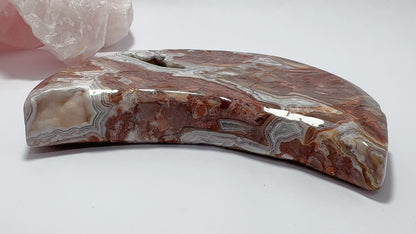 Mexican Agate Moon with Stand 730g