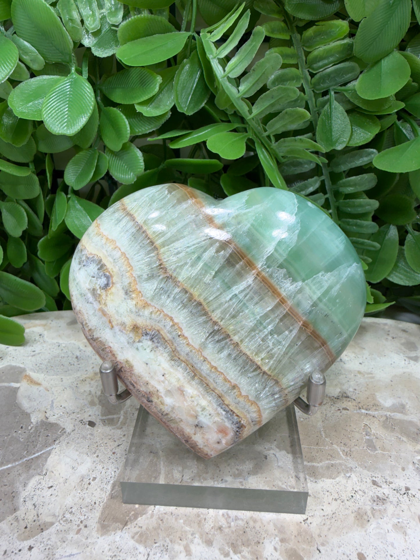 Emerald Kiwi Calcite Heart 180g