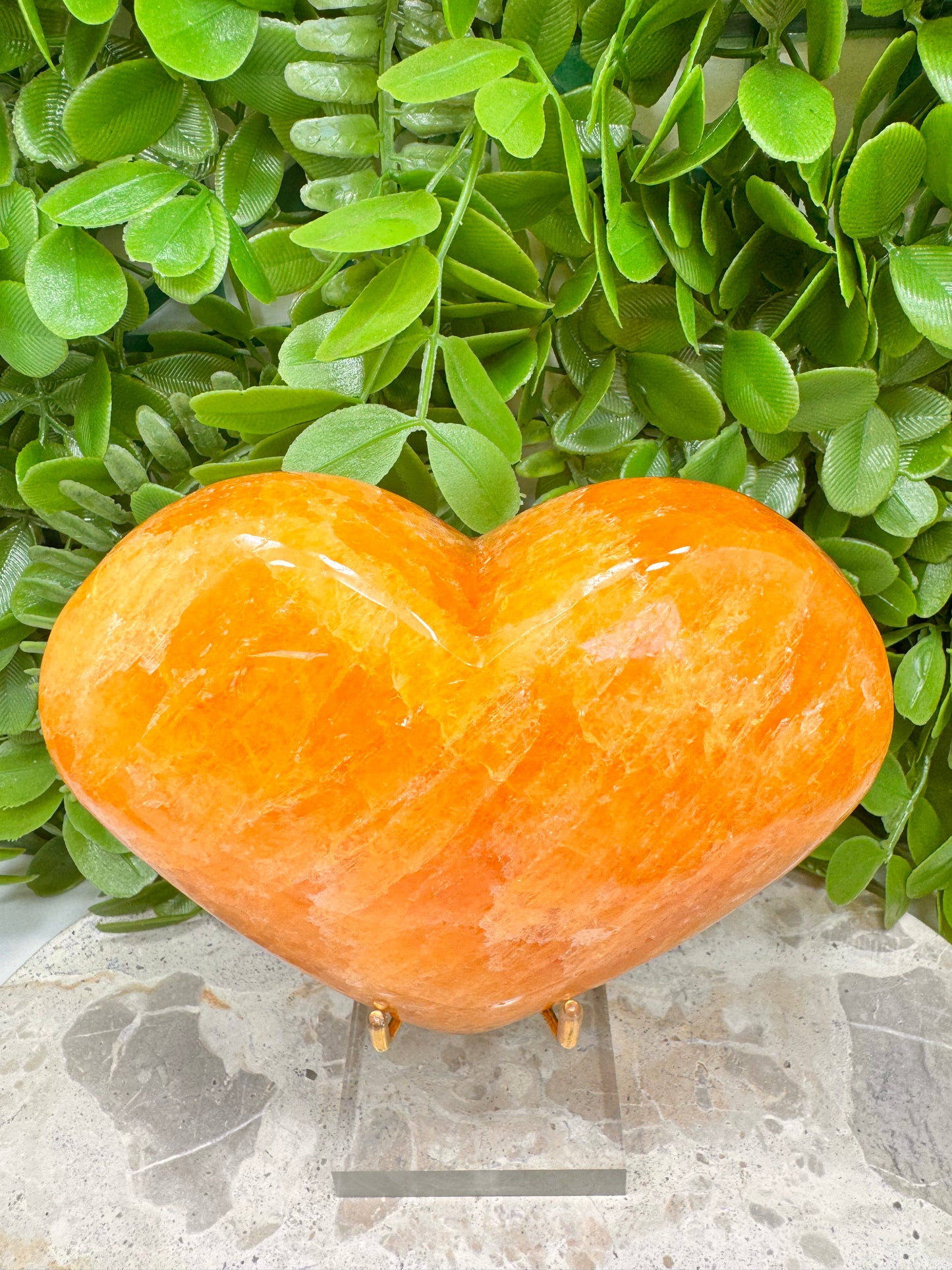 Crystallised Orange Calcite Heart 1068g