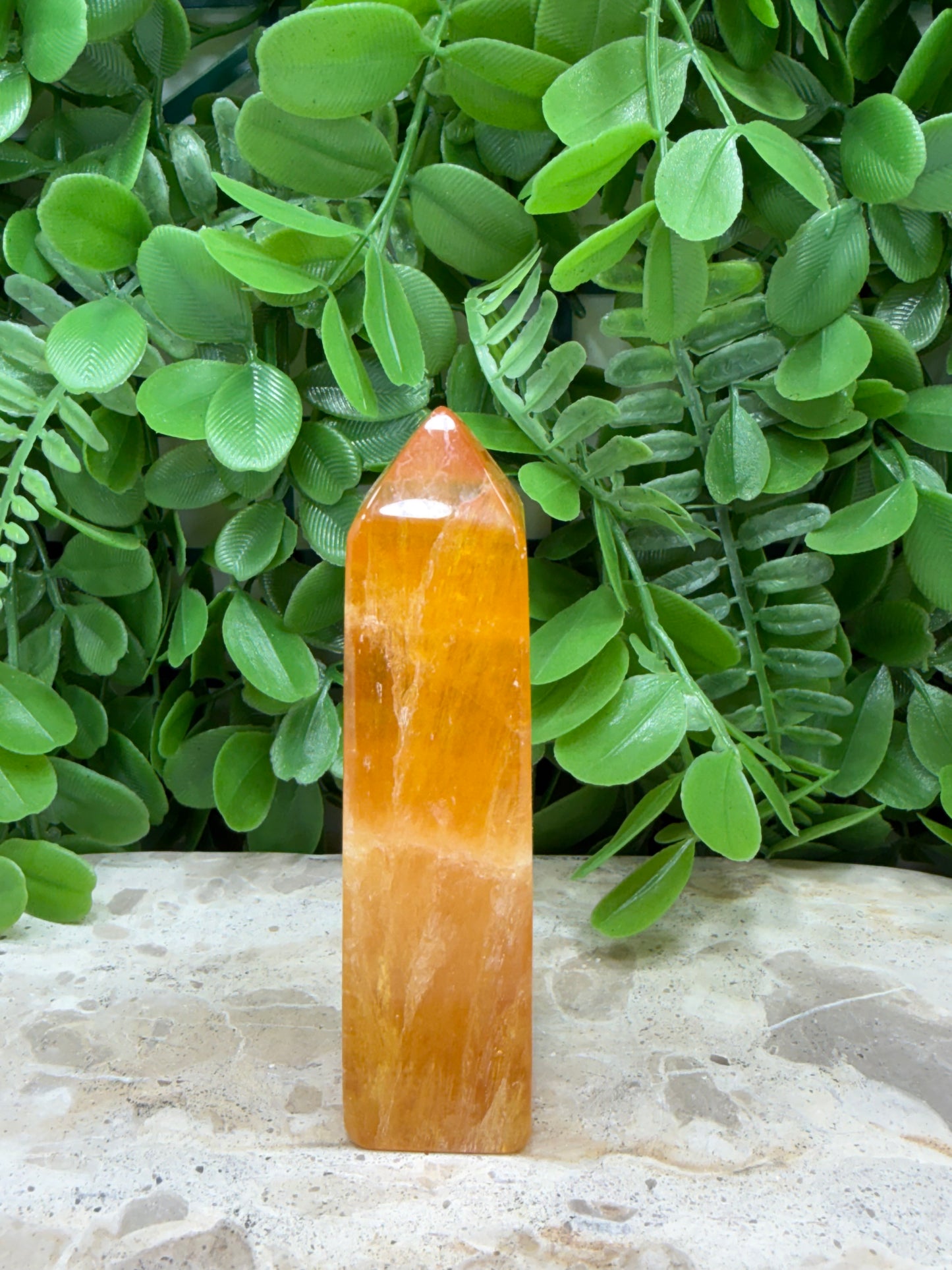 Orange Crystalised Calcite Point 164g