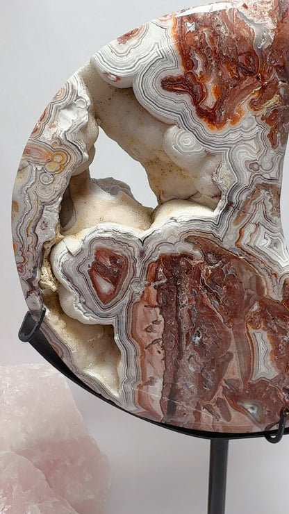 Mexican Agate Moon with Stand 730g