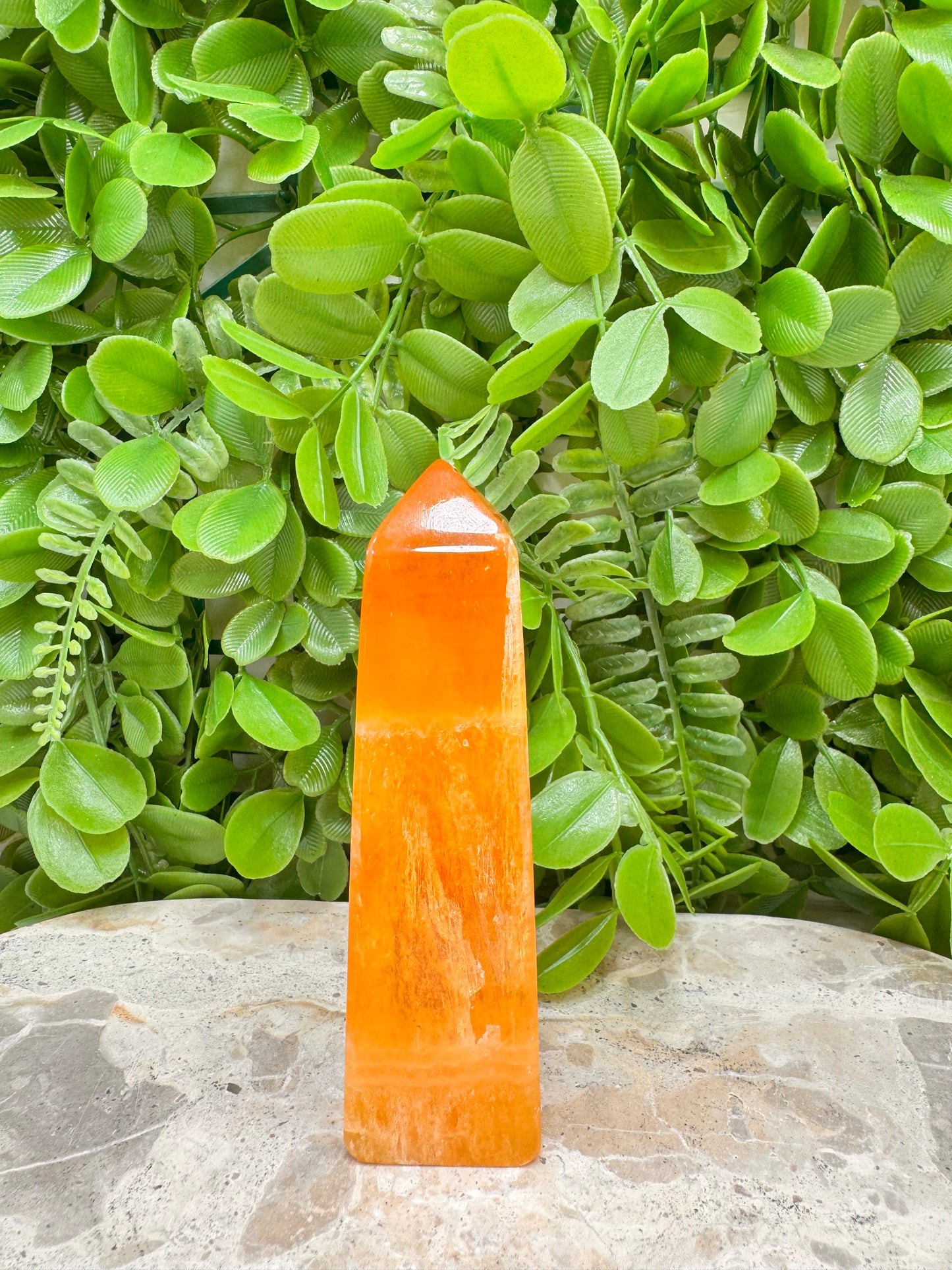 Crystalised Orange Calcite Point 236g