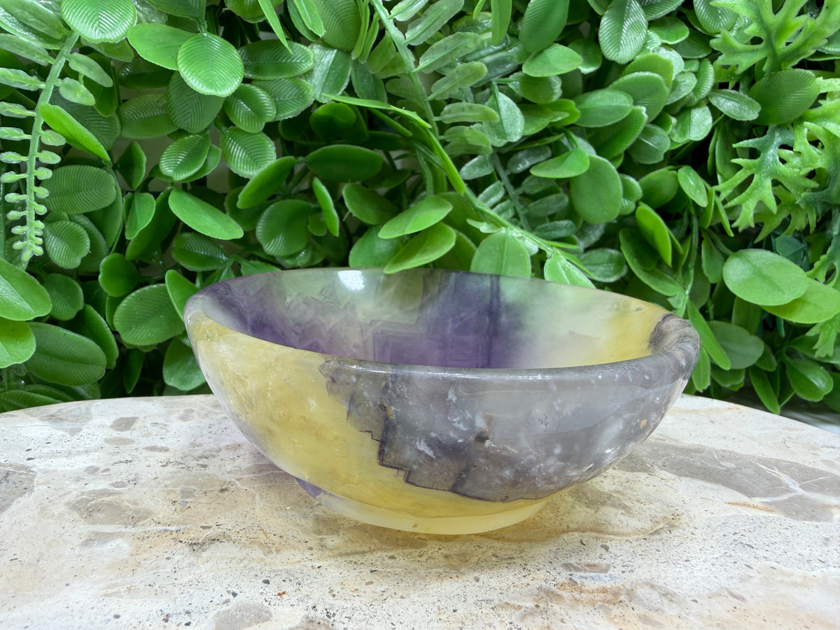 Purple, Yellow Fluorite Bowl | Clarity • Focus • Balance