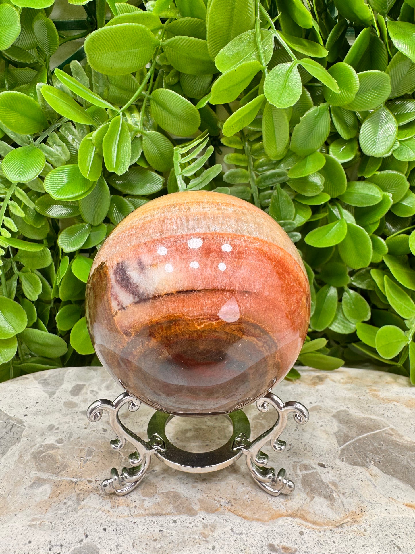 Peach Banded Calcite Spheres 568g