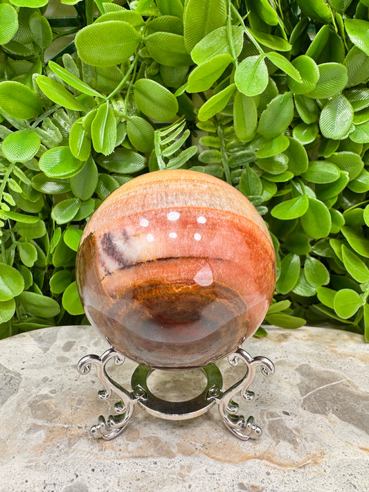 Peach Banded Calcite Spheres 568g