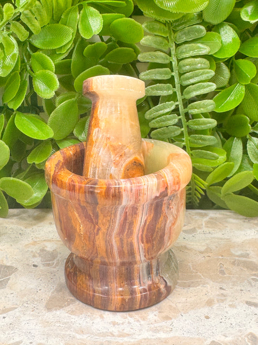 Green Banded Onyx Mortar and Pestle 326g