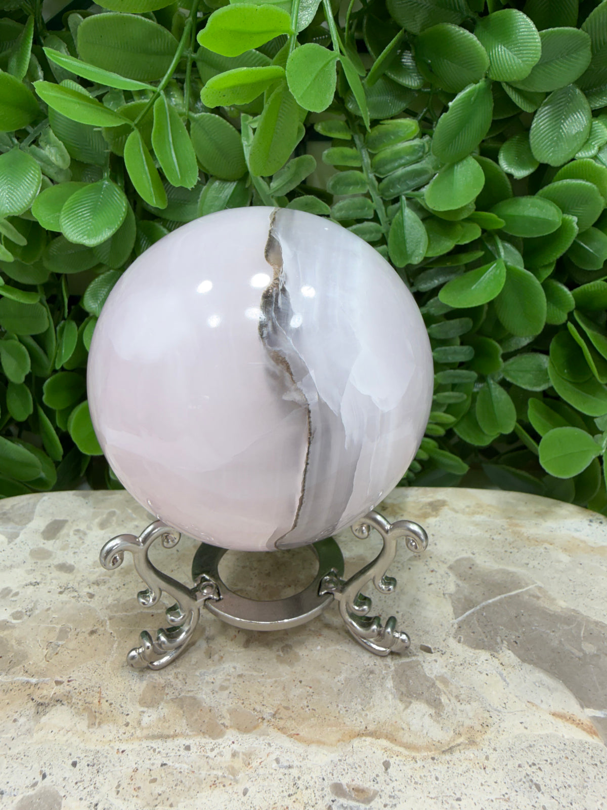 Smokey Pink Mangano Sphere | Love • Compassion • Calm