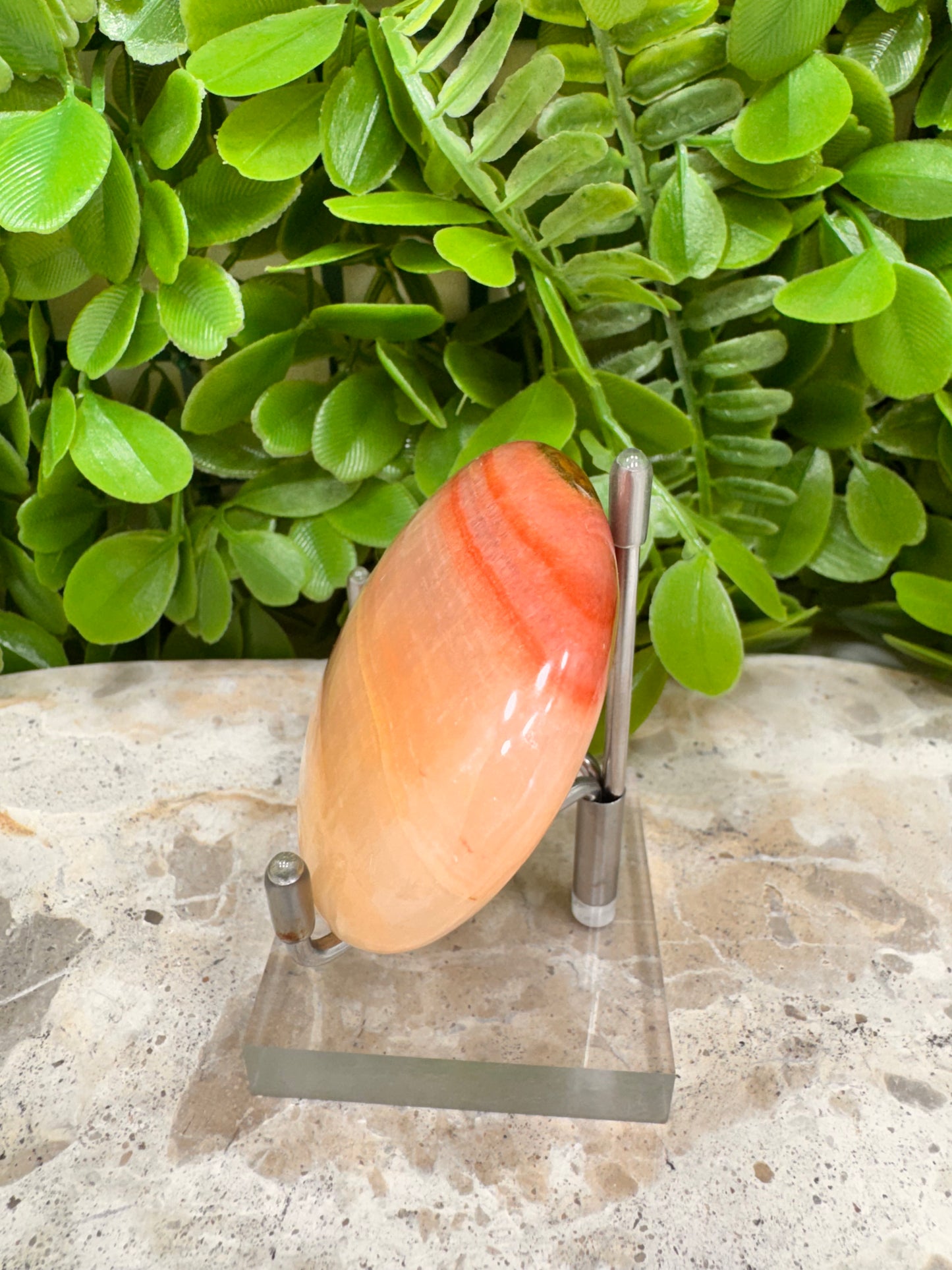 Peach Banded Calcite Palm 124g
