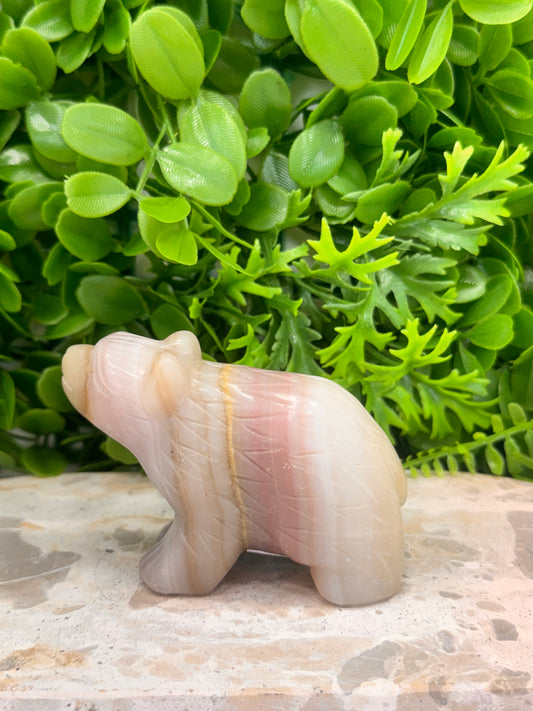 Pink Pistachio Calcite Bear 358g