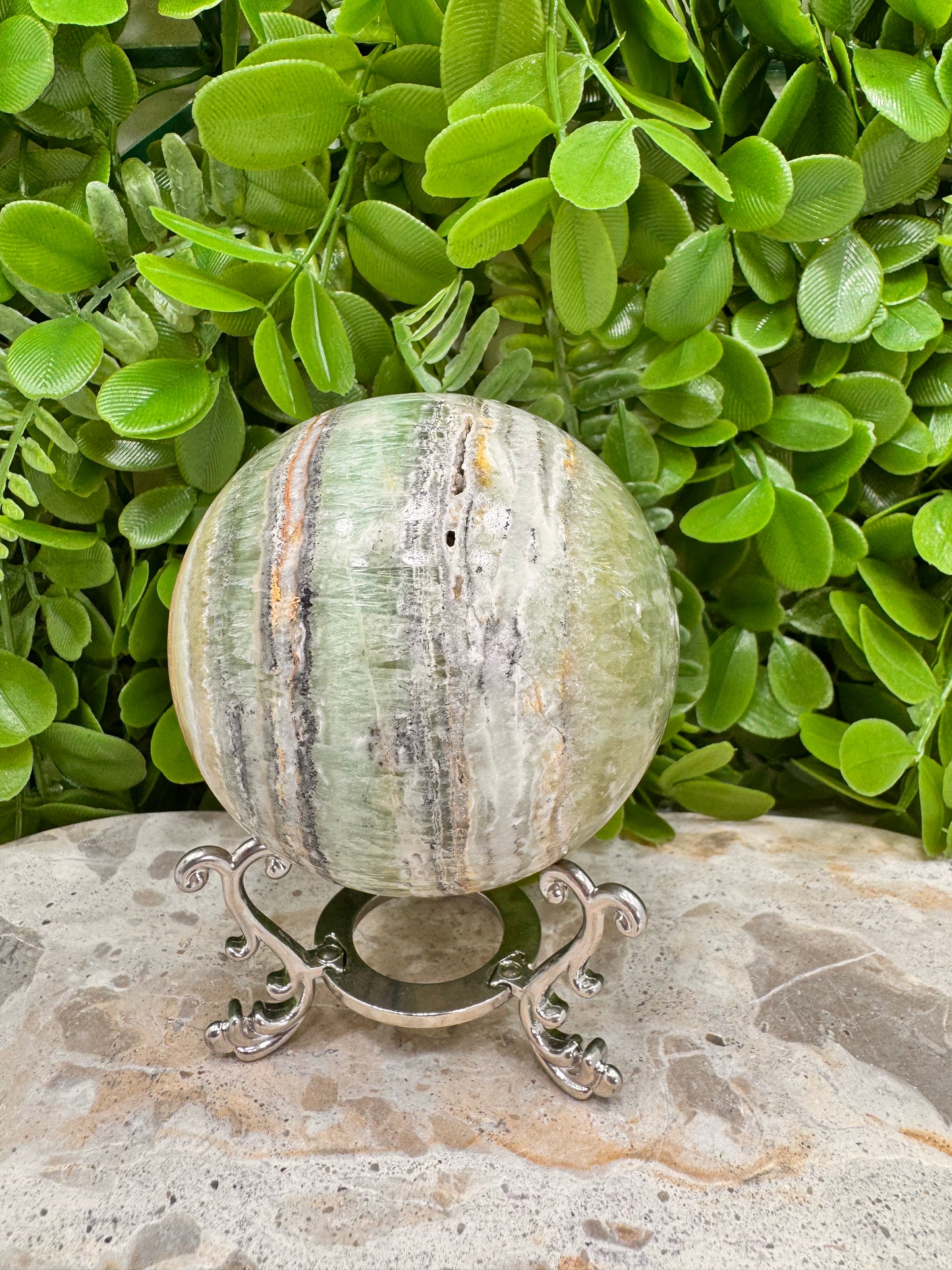 Emerald Kiwi Calcite Sphere 662g