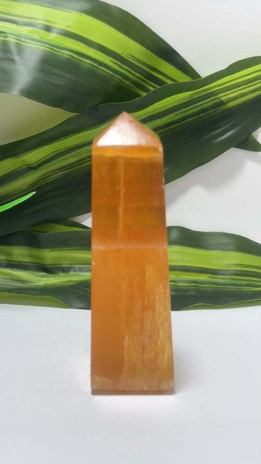 Crystalized Orange Calcite Tower 212g