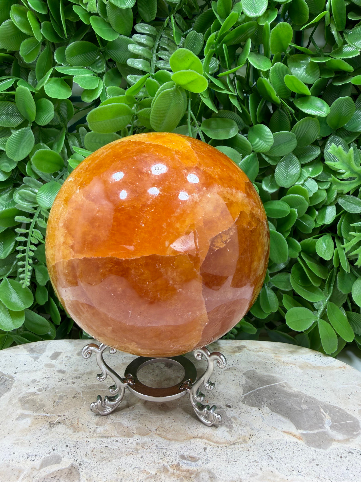 Crystallised Orange Calcite Sphere | Energy • Joy • Creativity