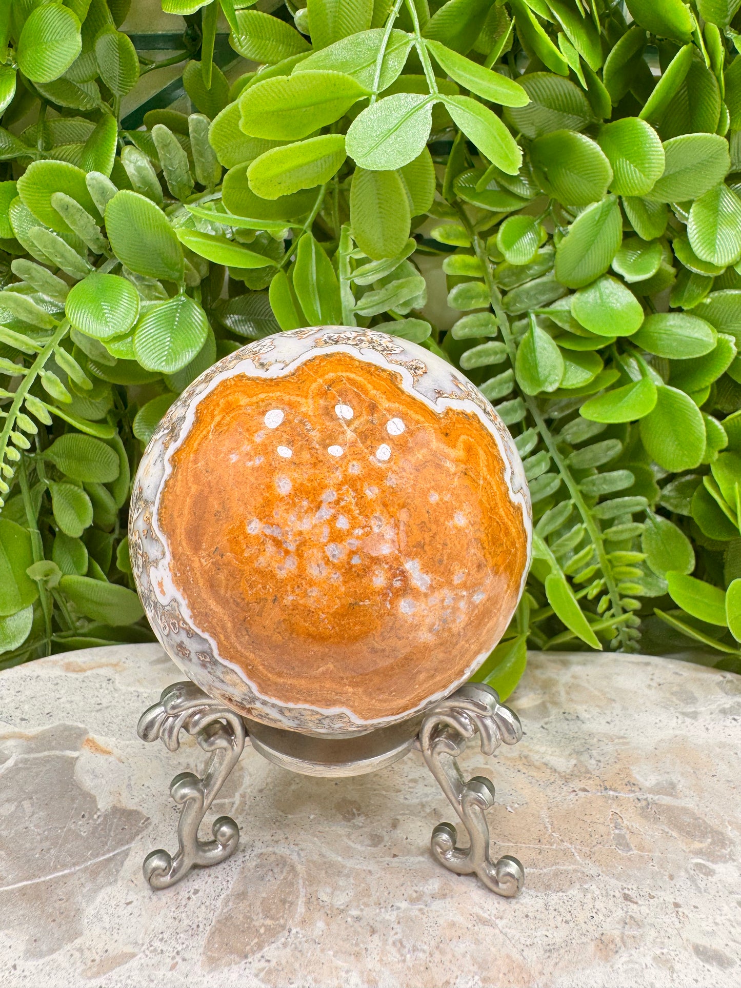 Dendritic Ocean Root Jasper Sphere 558g