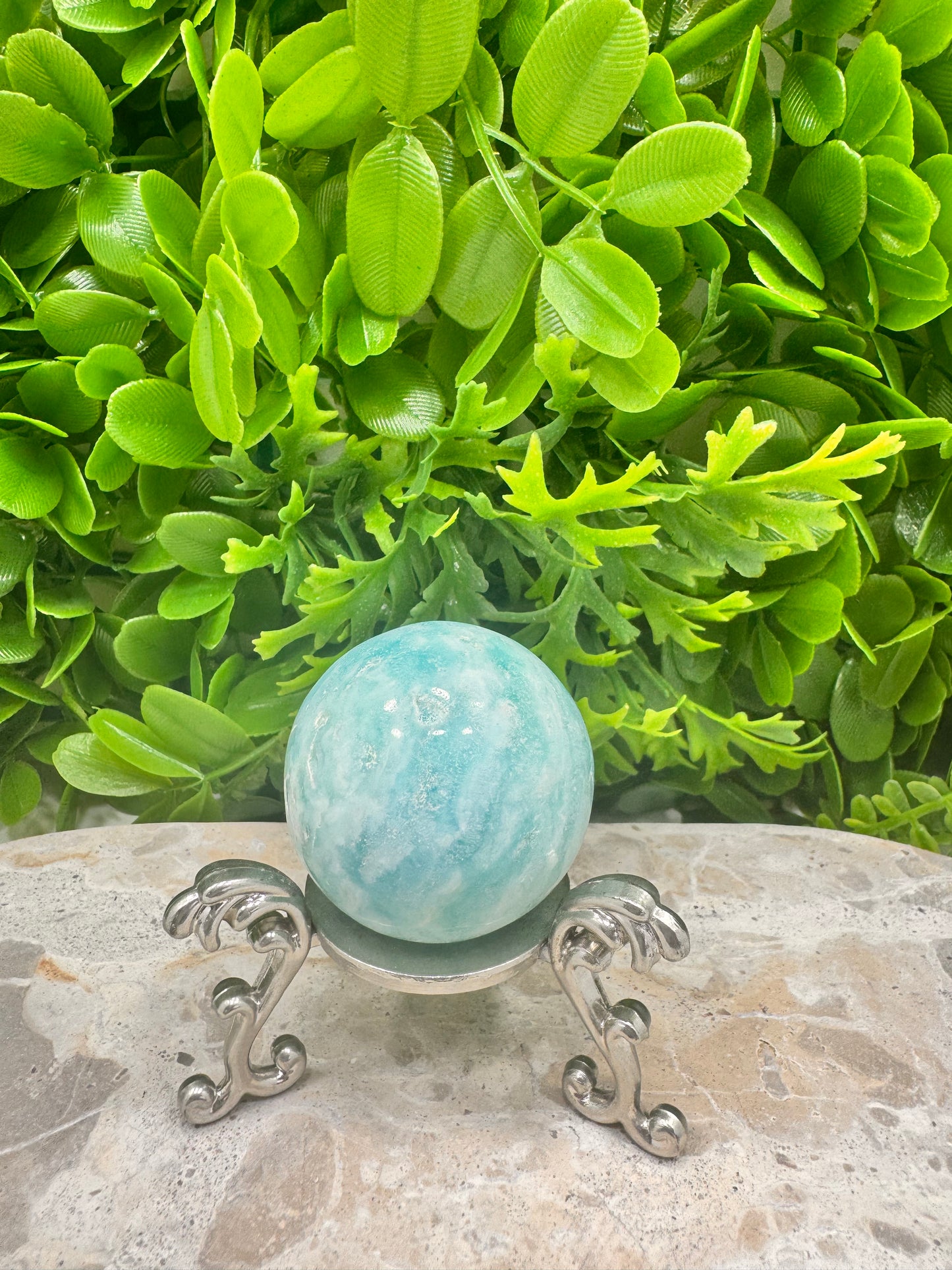 Blue Aragonite Sphere 128g