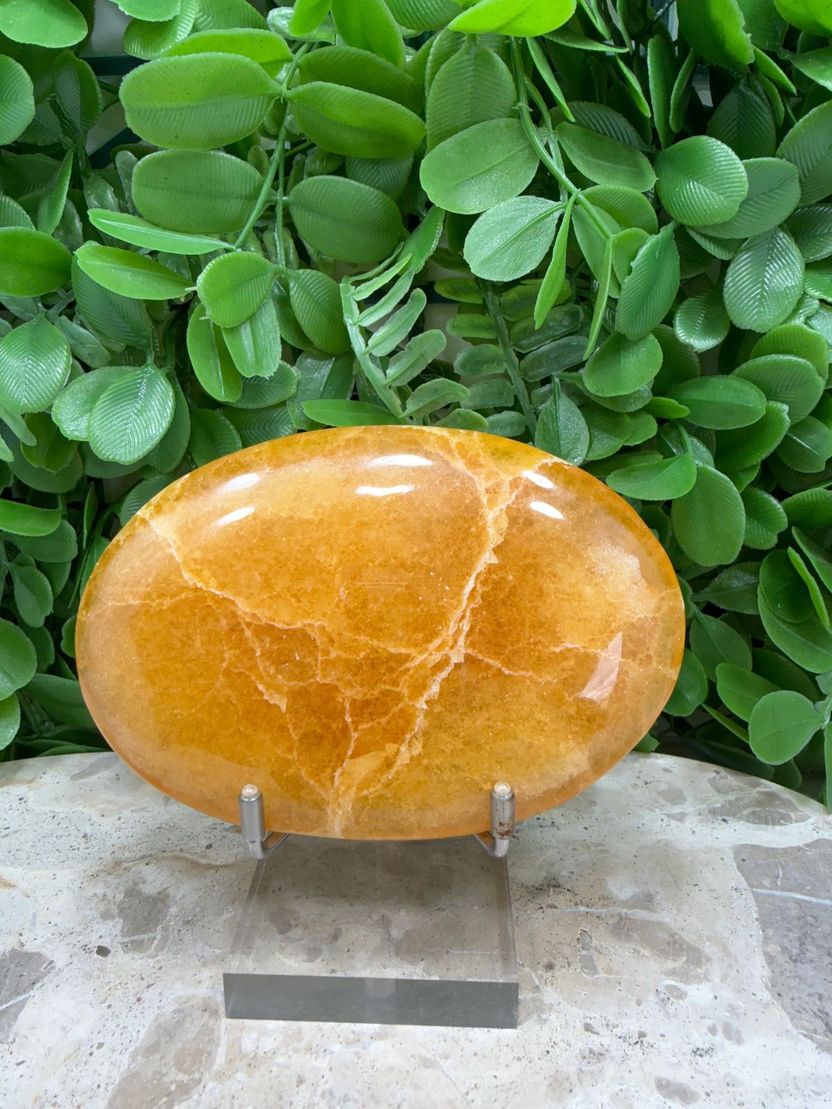 Crystallised Orange Calcite Palm Stone | Energy • Joy • Creativity