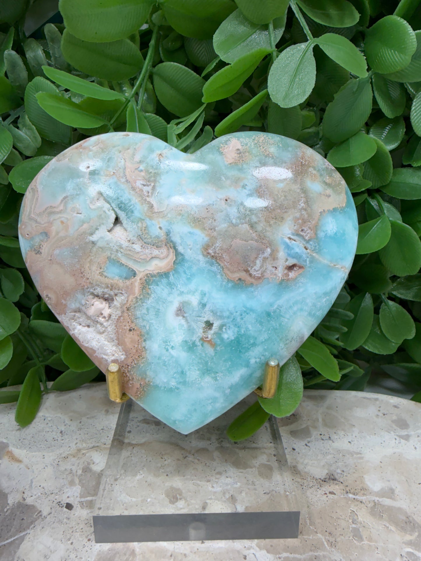 Blue Aragonite Heart 300g