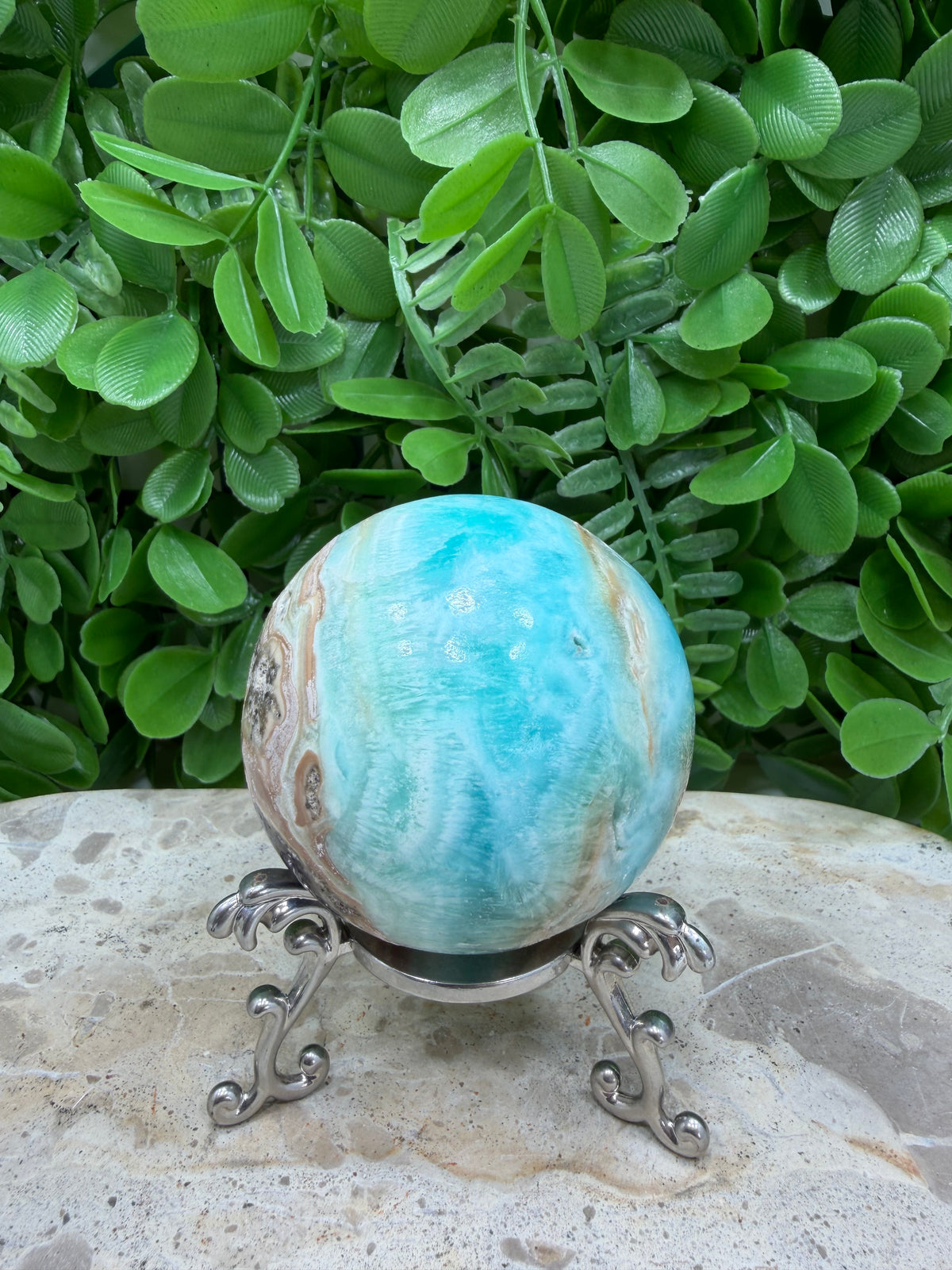Blue Smithsonite Sphere | Calm • Compassion • Emotional Healing