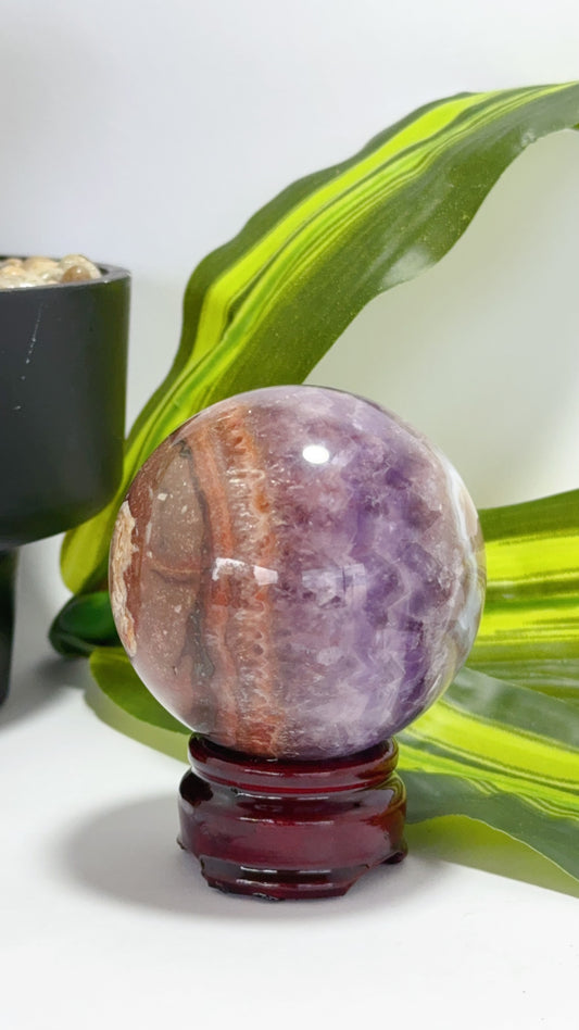 Amethyst and Mexican Agate Sphere 370g