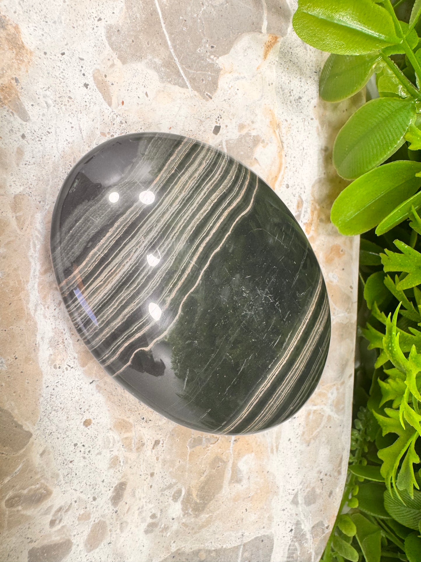 Black Banded Onyx Palm Stone  212g