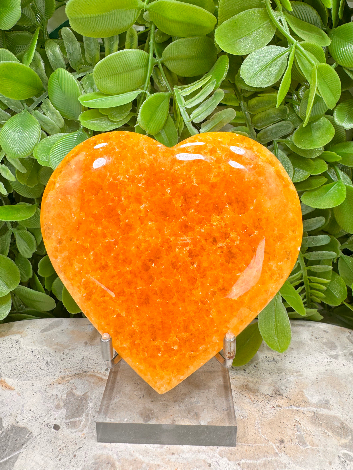 Crystallised Orange Calcite Heart | Energy • Joy • Creativity