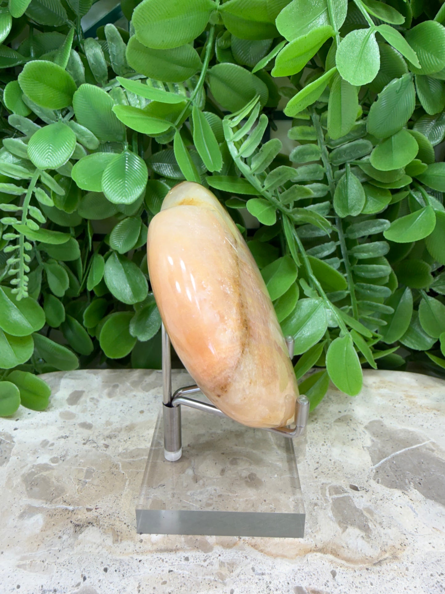 Peach Banded Calcite Heart 250g