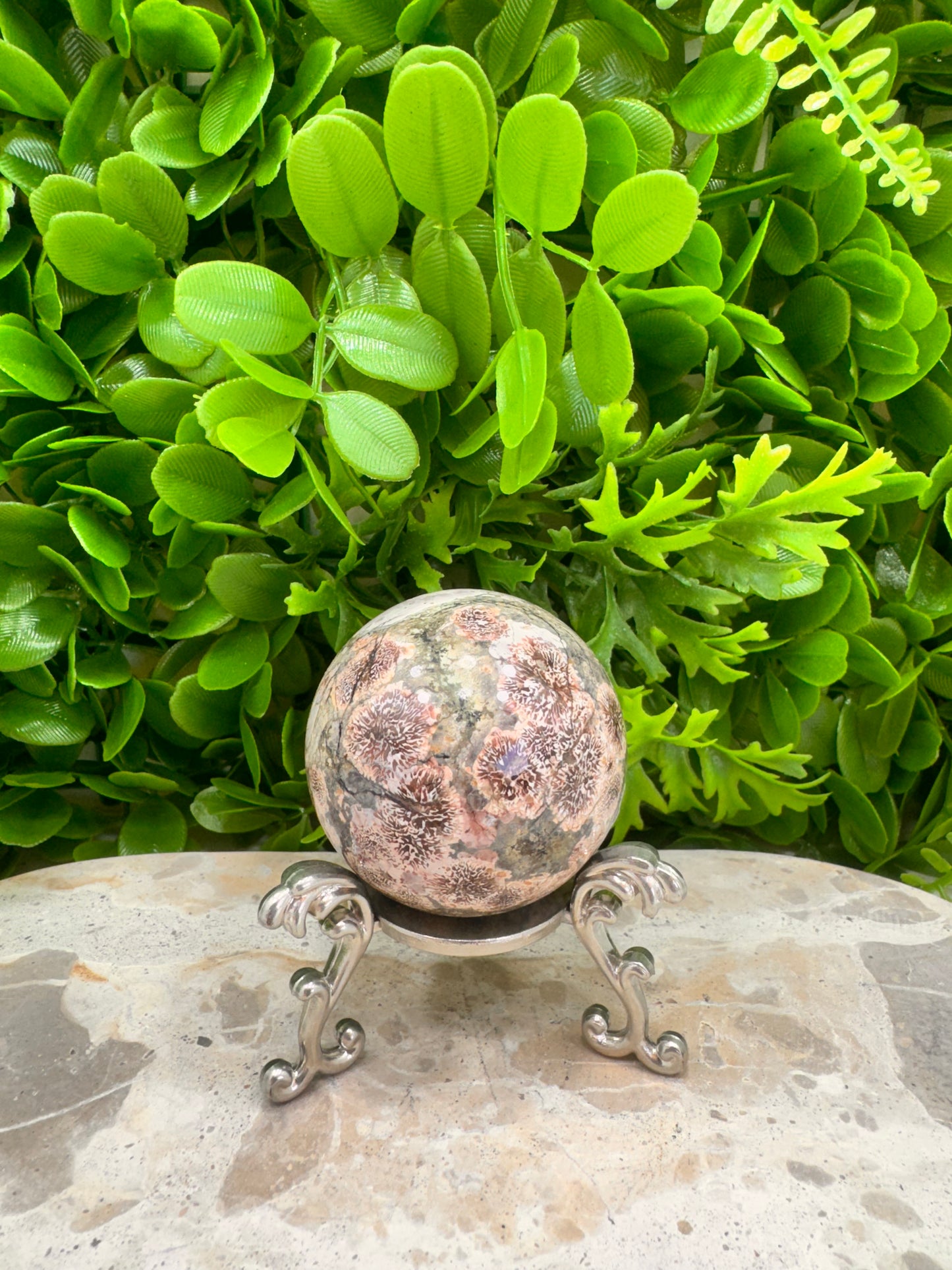 Russian Flower Agate Sphere 216g
