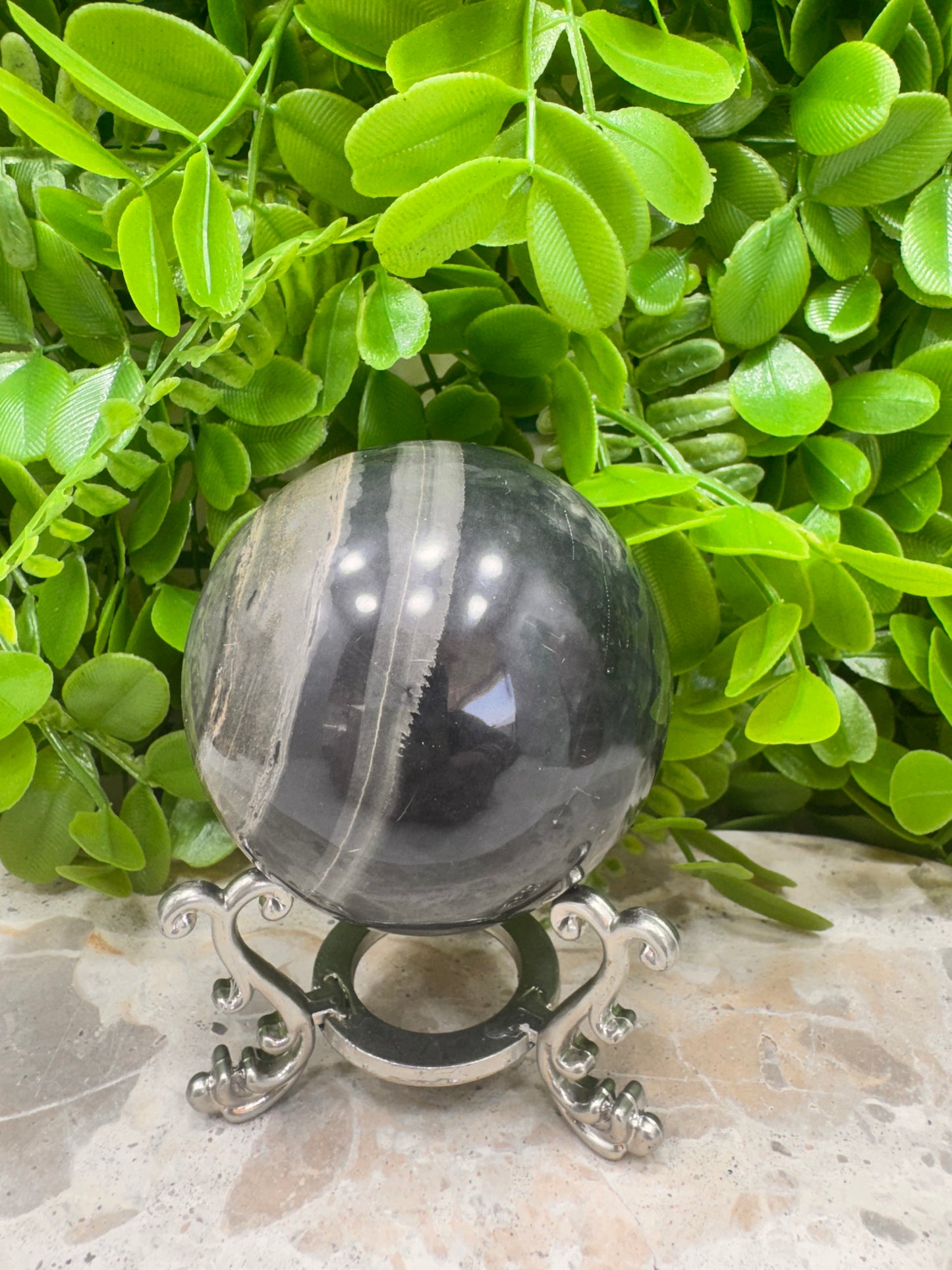 Black Banded Onyx Sphere 452g