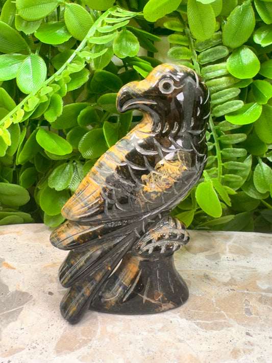 Yellow/Blue Tigers Eye Bird 188g