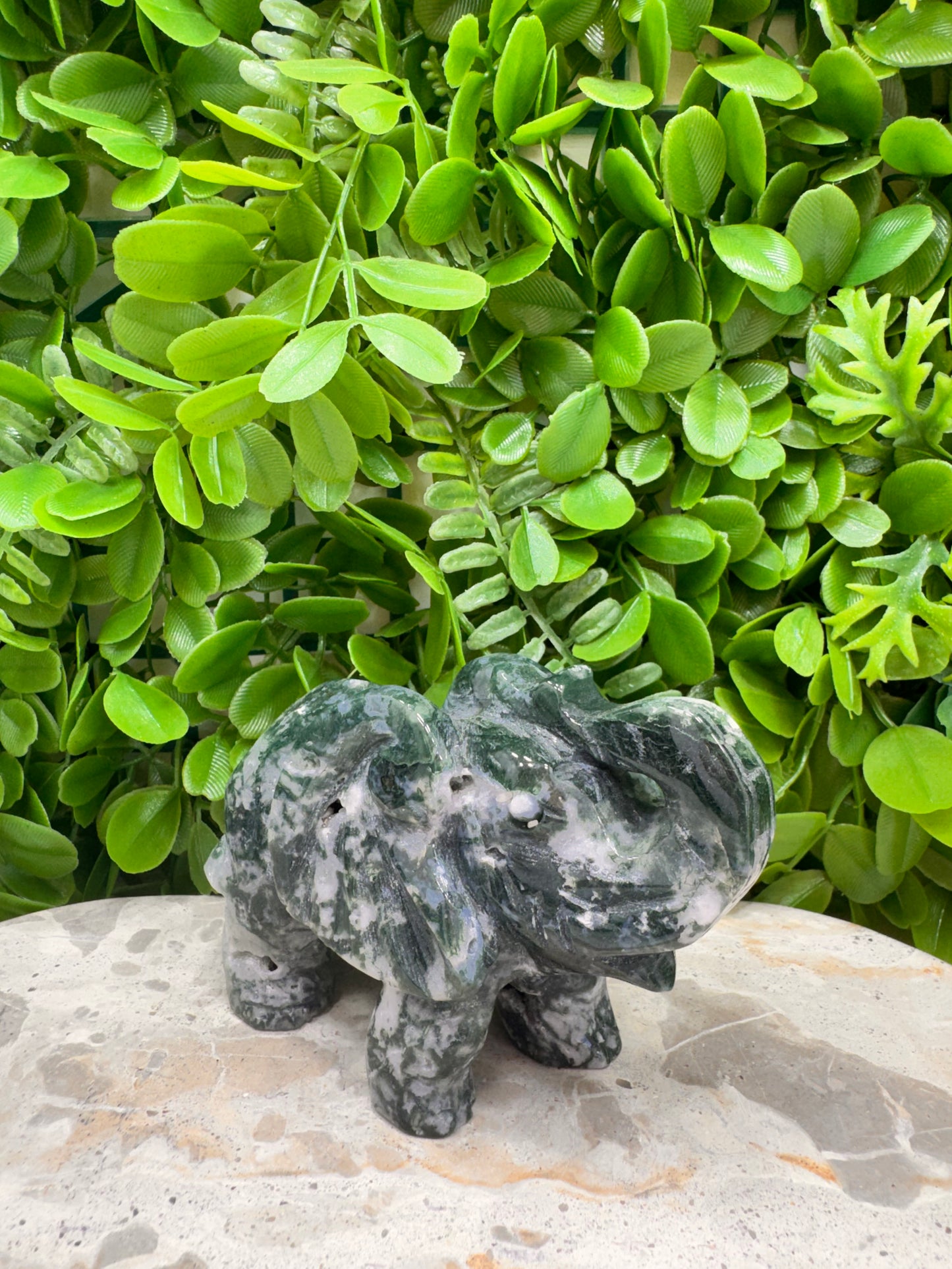 Moss Agate Elephant 532g