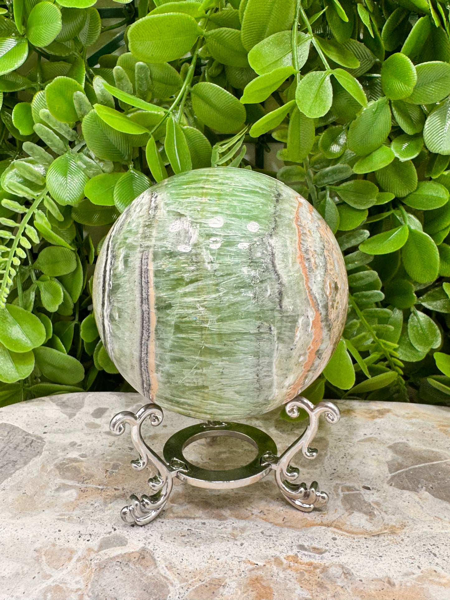 Emerald Kiwi Calcite Sphere 760g