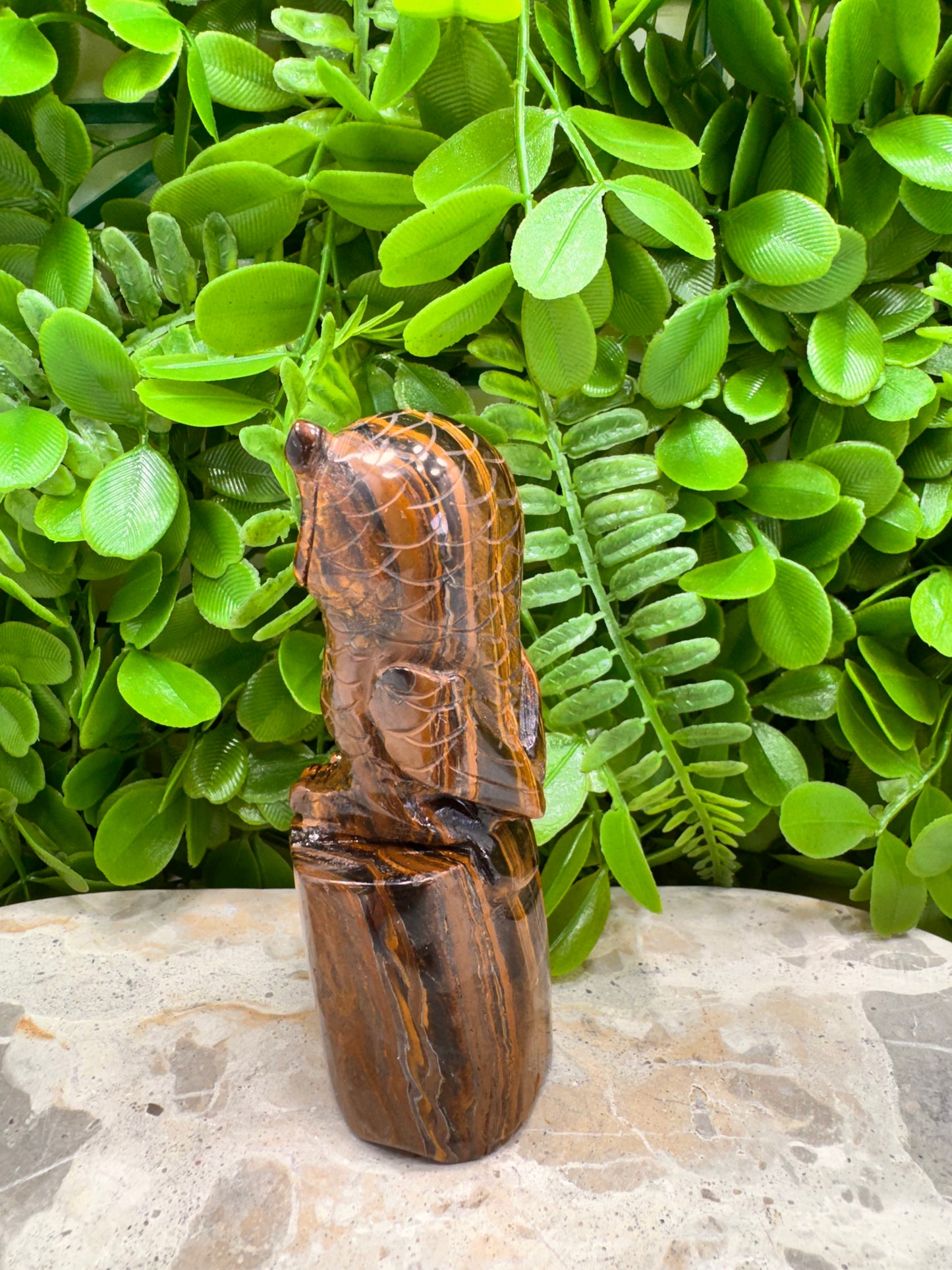 Tiger Ore Owl on a Log 326g