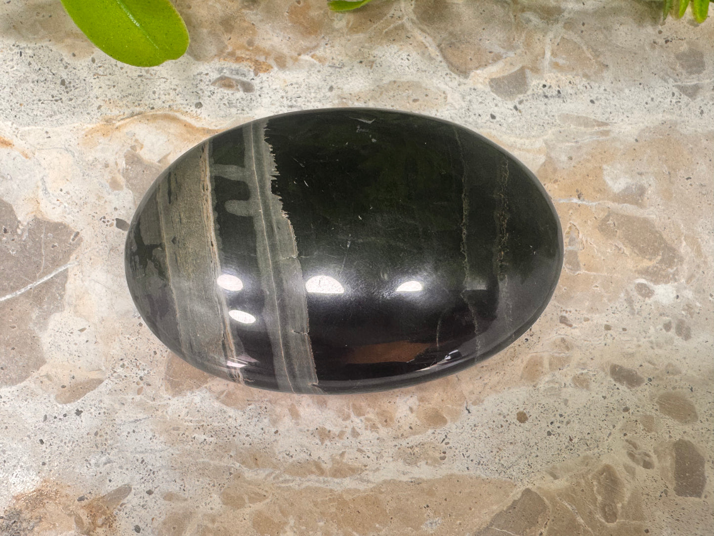 Black Banded Onyx Palm Stone 150g
