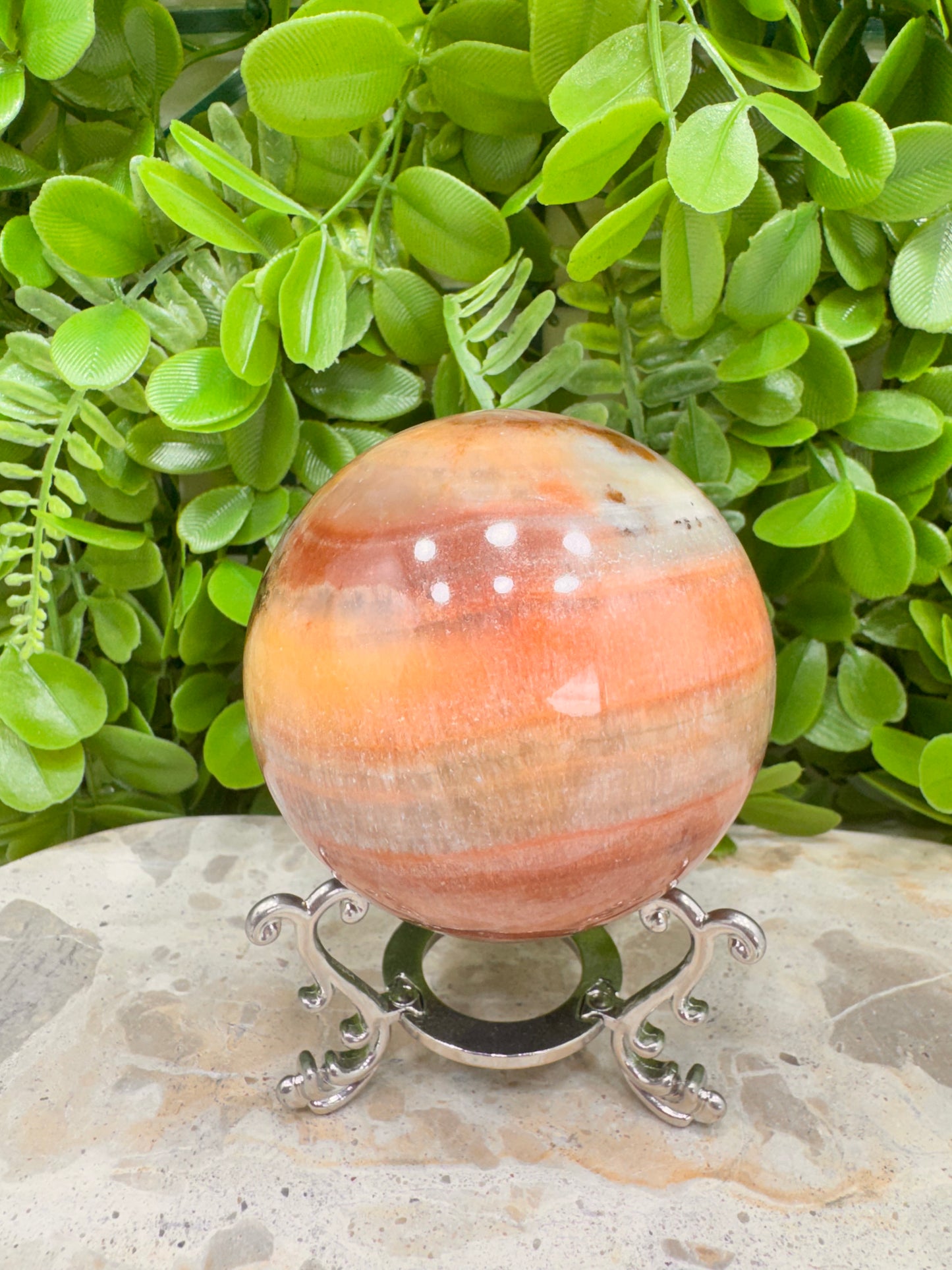 Peach Banded Calcite Spheres 568g
